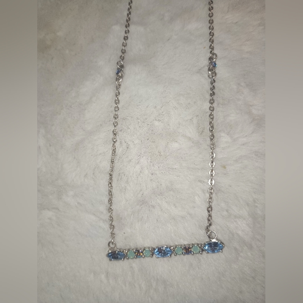 Sweet Romance Silver Crystal Bar Necklace